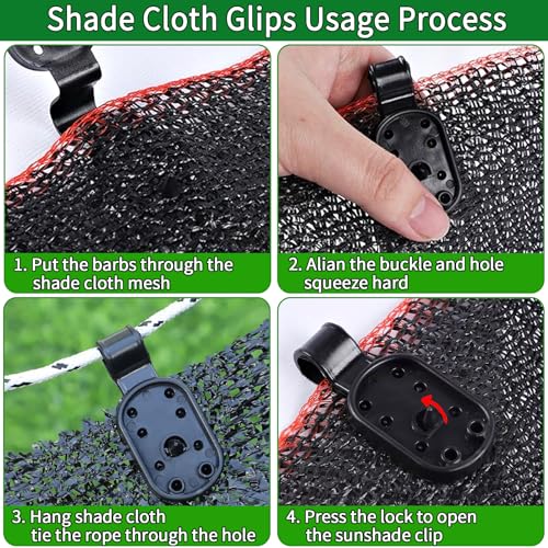 100Pcs Shade Cloth Clips, Black Plastic Heavy Duty Sun Shade Clips for Sun Shade Net, Gardening Shade Cloth, Anti Bird Netting, Removable & Reusable Windproof Awning Clamp (Black-100PCS) - color: Black-100pcs