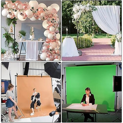 HYJ-INC Pipe and Drape Photography Backdrop Stand Kit Adjustable Photo Background Stand 10ft x 6.5ft with Metal Base for Parties Weddings Birthday Party Events Photo Booth