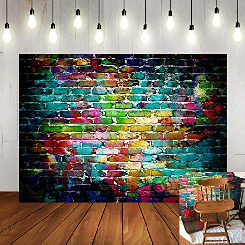 Colorful Brick Wall Photography Backdrop 5x3ft Vinyl Graffiti Backdrops Children Portrait Photo Background Studio Props Booth Birthday Party Decor Supplies Photoshoot