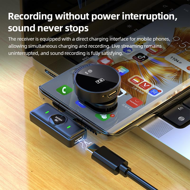 Magnetic Wireless Lavalier Mic for Android, iPhone(2 TX+1 RX+Charging Case), 2.4GHz Intelligent Noise Cancellation, 82ft Range, 360° Adjustable Microphone for Video Recording, Podcast, Interview