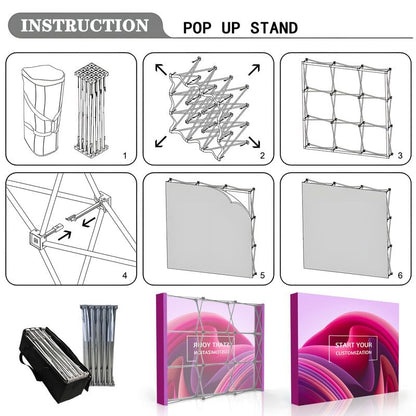 Customize Fabric Display Stand Trade Show Backdrop Portable Aluminum Pop Up Display Banner Backdrop with Collapsible Frame and Banner Set 7.5×7.5 FT - color: Pop-Up Displays, size: 7.5×7.5 FT