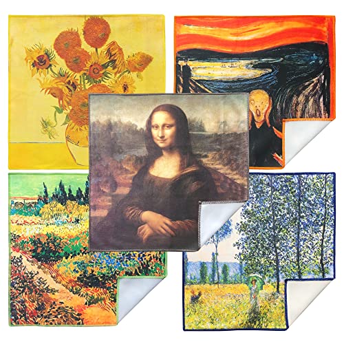 Extra Large [5 Pack] Classic Art Collection 2, Microfiber Cleaning Cloth - Ultra Premium Quality Microfiber Cloth(Best for Camera Lens, Glasses, Screens, and All Lens.) - color: Classic Art Collection 2, size: 5 Pack