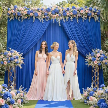 20ftx12ft Wrinkle Free Royal Blue Backdrop Curtain, 4 Panels 12FT Height Royal Blue Wedding Backdrop Drapes, Silky Polyester Back Drop Cloth for Birthday Photography Background Party - color: Royal blue, size: W5' x H12'(4 panels)