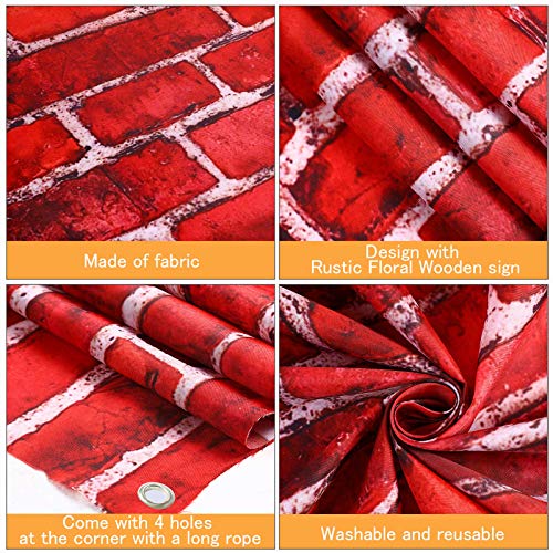 Blulu 6x3.6 Ft Red Brick Wall Party Backdrop, Large Fabric Red Brick Sign Photo Backdrops Background for Baby Shower Birthday Party Wedding Graduation Home Decoration Photo Booth Prop Banner - size: 72.8 x 43.3 Inch