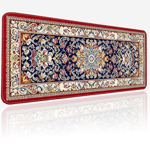 Desk Mat for Keyboard and Mouse, 31.5x11.8In Large Mouse Pad, Desk Pad Mat, Anti-Slip Rug Mousepad with Stitched Edges for Computer Desktop, Aesthetic Floral - color: Boho, size: 31.5L x 11.8W inches