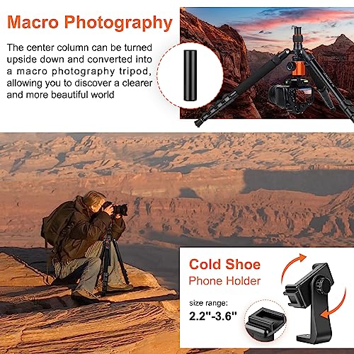 JOILCAN Tripod for Camera, 81" Aluminum Camera Tripod Stand, 83" DSLR Tripods & Monopods, Heavy Duty Travel Tripod for Binoculars Spotting Scope Telescope, Max Load 35lb - color: Orange