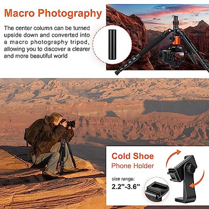 JOILCAN Tripod for Camera, 81" Aluminum Camera Tripod Stand, 83" DSLR Tripods & Monopods, Heavy Duty Travel Tripod for Binoculars Spotting Scope Telescope, Max Load 35lb - color: Orange