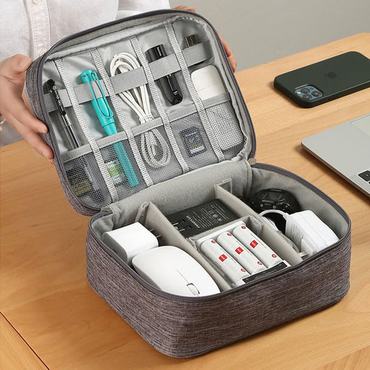 Travel Bag Cord Organizer Bag, Waterproof Cable Organizer Bag Case for Electronic Accessories for Cables Cords Chargers Earphone Phone, Traveling Essentials, Grey