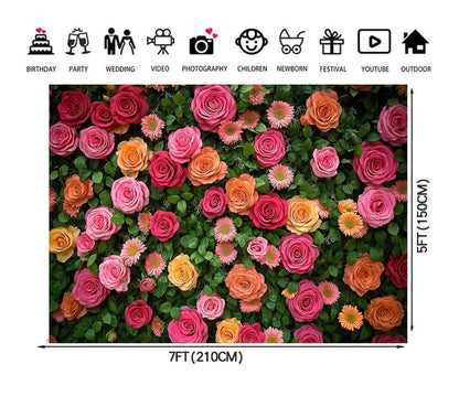 7X5ft Floral Backdrop for Photography Valentine's Day Backdrop Wedding Backdrops Spring Flower Photography Backdrop Mother's Day Backdrops for Photographers Studio Props 049 - size: 7x5ft