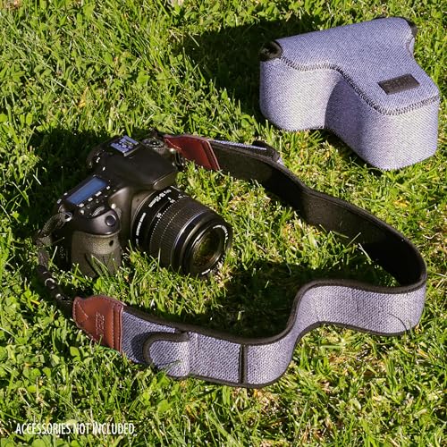 USA Gear TrueSHOT Camera Strap Neoprene Camera Straps - Padded Neck Strap, Pockets, and Release Buckles - Compatible with Canon, Nikon, Sony and More DSLR and Mirrorless Cameras (Grey Woven Pattern) - color: Grey Woven Pattern