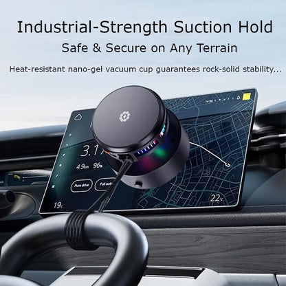 Magnetic Car Phone Holder with Cooling Fan and Wireless Charging, 360° Rotating Dashboard Windshield Vacuum Suction Cup Mount, Universal Phone Stand for iPhone 17/16/15/14/13, Samsung Galaxy S26/S25