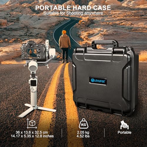 Lekufee Waterproof Hard Carrying Case for DJI RS 4 Mini, Combo, Gimbal Stabilizer, DJI Mic 3/2/Mic Mini, and More Accessories(Case Only)