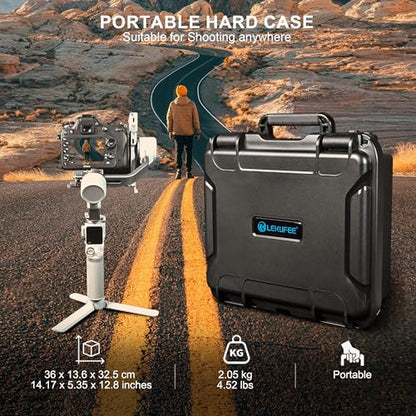 Lekufee Waterproof Hard Carrying Case for DJI RS 4 Mini, Combo, Gimbal Stabilizer, DJI Mic 3/2/Mic Mini, and More Accessories(Case Only)