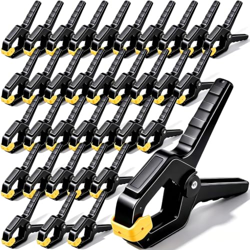 18 Pack Spring Clamps for Woodworking & Balloon Decor, 3.5inch Plastic Clips for Hanging Tarps, Backdrops, Crafts; Strong Grip, Easy Release, Durable Hand Tool Kit(Yellow) - color: Yellow, size: 3.5in_36Pack