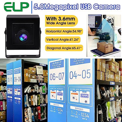 ELP Mini Box USB Camera for Computer 5megapixel HD Webcam with 3.6mm Lens for Machine Vision OV5640 UVC USB2.0 Lightburn PC Camera for Engraving Machine,3D Printer,Robot,3D Scanner - color: 3.6mm Lens Mini, style: USB Camera