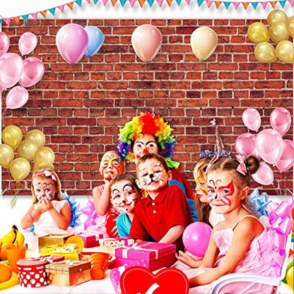 Blulu 6x3.6 Ft Red Brick Wall Party Backdrop, Large Fabric Red Brick Sign Photo Backdrops Background for Baby Shower Birthday Party Wedding Graduation Home Decoration Photo Booth Prop Banner - size: 72.8 x 43.3 Inch