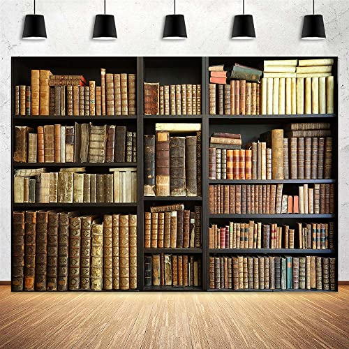 6x4FT Brown Bookshelf Backdrop - Modern Retro Library Bookcase for Zoom Meetings, Video Conferences, Home Office Decor, and Photography Props - color: Brown, size: 6X4FT