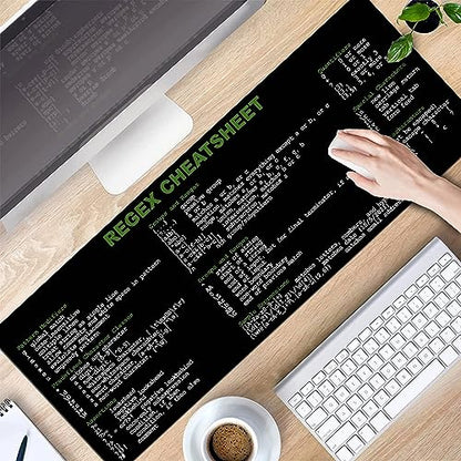 Developer, Programmer, IT Admin Quick Reference Extra Large Mouse Pad Regex Cheat Sheet Desk Mat for Sys Admin, Gift for Architect Office Desk Mat KMH - color: Regex
