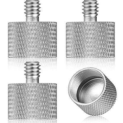 Frienda 4 Pieces Mic Stand Adapter 5/8 Female to 1/4 Male for Camera Mount Tripod Thread Conversion Connector Screw Adapter for Microphone Stand Mount(Silver) - color: Silver