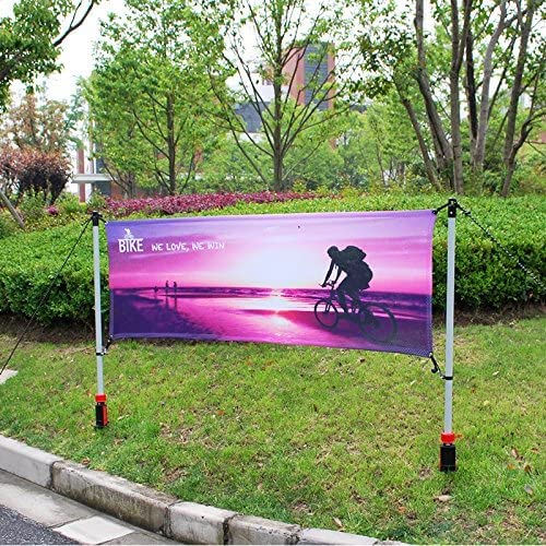 Adjustable Banner Pole Holder with Stake Outdoor Horizontal Banner Post Stand for 10'W X 3'H Banner,Advertising Displays Stand Yard Sign Displays with Carrying Bag (Hardware only)