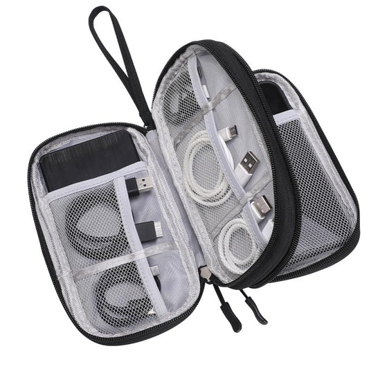 Travel Cable Organizer Pouch Electronic Accessories Carry Case Portable Waterproof Double Layers Storage Bag for Cord, Charger, Phone, Earphone Black - color: Black