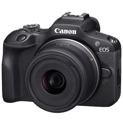 Canon EOS R100 Mirrorless Camera Body w/ 2 Lens Kit RF-S 18-45mm is STM and RF-S 55-210mm is STM 6052C022 Bundle w/Deco Gear Bag + 2X Battery + 2X 64GB Memory Cards + Photography Pro Kit & More - color: Midnight