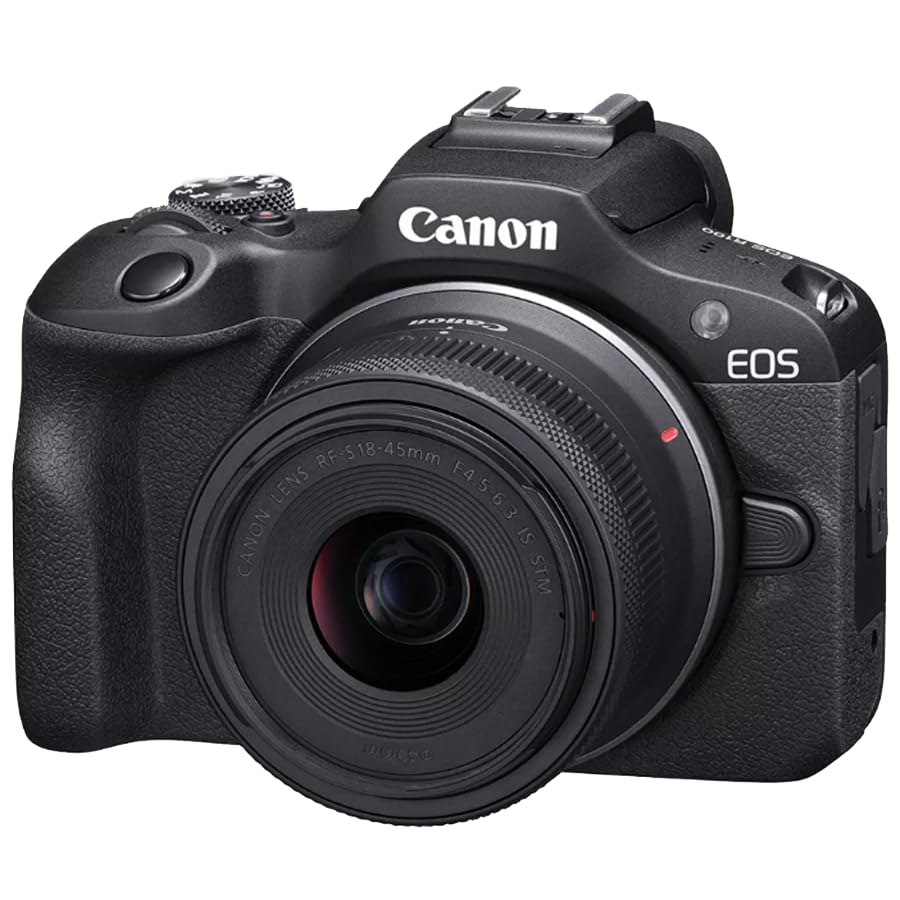 Canon EOS R100 Mirrorless Camera Two-Lens Bundle | RF-S 18-45mm + RF-S 55-210mm is STM | USA Warranty, Authorized Dealer | Sandisk 128GB Memory Card, Camera Bag & Photography Guide - color: Ink