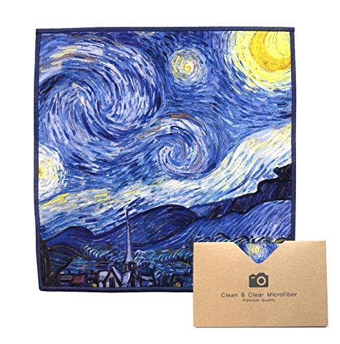 Large [5 Pack] Classic Art (Gogh Starry Night) - Ultra Premium Quality Microfiber Cleaning Cloths (Best for Camera Lens, Glasses, Screens, and All Lens.), Microfiber Cloth - color: Vincent Van Gogh "the Starry Night", size: 5 Pack