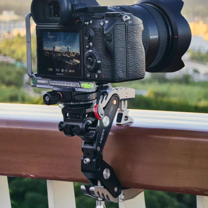 HEIPI Super Clamp Phone Camera Mount Holder 2-in-1 Clamp & Stand Design with with KF17 Monitor Ball Head & Panning Base Adapter Holder Max Clamping 3.93 inch for Tripod Accessories, DSLR Camera - style: Super Clamp with KF17 Ball Head & Panoramic Panning