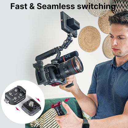 FALCAM F22 Basic Quick Release Plate Kit, Camera Mounting Adapter Convert 1/4" Thread to F22 QR System, 22mm Aluminum Camera Accessory Kit for Filmmaker & Photographer, Fits for Sony Canon DSLR Tripod - color: F22 Basic QR System