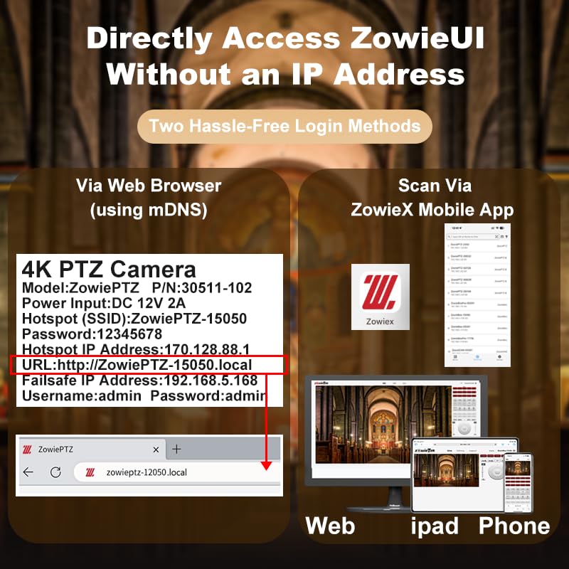 zowietek 4K PTZ Camera, ZowiePTZ, Ergo-Ease Remote Control(No Battery), ZowieX APP Manager, 18X Optical+12X Digital Zoom, SDI/HDMI/USB, RTSP/RTMP(s)/SRT Stream, Meeting, Church, Event, Teaching - color: HDMI SDI USB, size: 18X