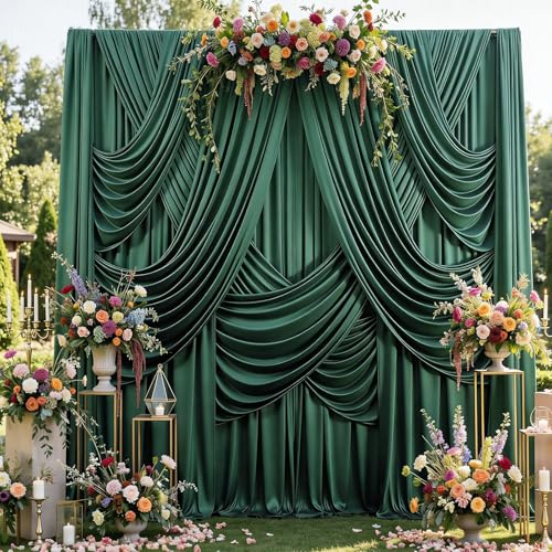 10ftx12ft Hunter Green Backdrop Curtains for Parties, Wrinkle Free Polyester Hunter Green Photo Backdrop Drapes 2 Panels 12 ft Long Back Drop Cloth for Wedding Birthday Photography Background Party - color: Hunter Green, size: 5ft(W)x12ft(H)_2 Panels