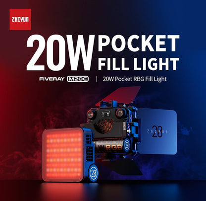 ZHIYUN FIVERAY M20C LED Video Light - 2500K-10000K DynaVort Cooling System Mark II with Radiant Full-Color RGB Glow - color: M20C