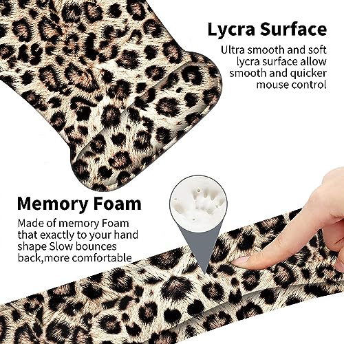 Keyboard Wrist Support + Wrist Coaster Combination, Non-Slip PU Base, with Gel Memory Mousepad, Suitable for Gaming, Office Pain Relief Set - Leopard Print Pattern - color: Leopard Print Pattern