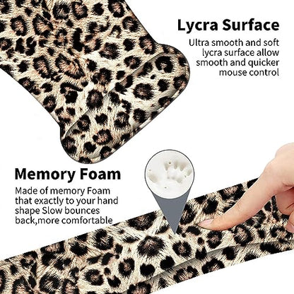 Keyboard Wrist Support + Wrist Coaster Combination, Non-Slip PU Base, with Gel Memory Mousepad, Suitable for Gaming, Office Pain Relief Set - Leopard Print Pattern - color: Leopard Print Pattern