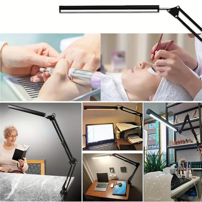 LED Desk Lamp with Eye-Caring 3 Modes 10 Brightness, Adjustable Swing Arm Long Flexible Lamp for Office Workers and Students, USB Port