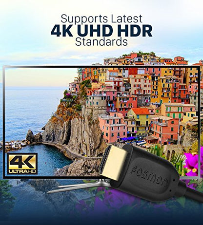 Fosmon 4K HDMI Cable 3FT/1M, HDMI 2.0 Cable 4K@60Hz/2160p Support 18Gbps, HDCP, 3D, ARC, Dolby TrueHD, 30AWG Compatible with UHD TV, PC Monitor, Console, PS4, PS5, Xbox 360/One/X/S, Nintendo Switch - size: 3FT, style: 4K