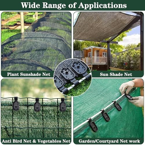 200Pcs Shade Cloth Clips, Sun Shade Clips - Black Plastic Heavy Duty Garden Net Clamps for Sun Shade Net, Gardening Shade Cloth, Anti Bird Netting, Removable & Reusable Windproof Awning Clamp(Black) - color: 200pcs-black
