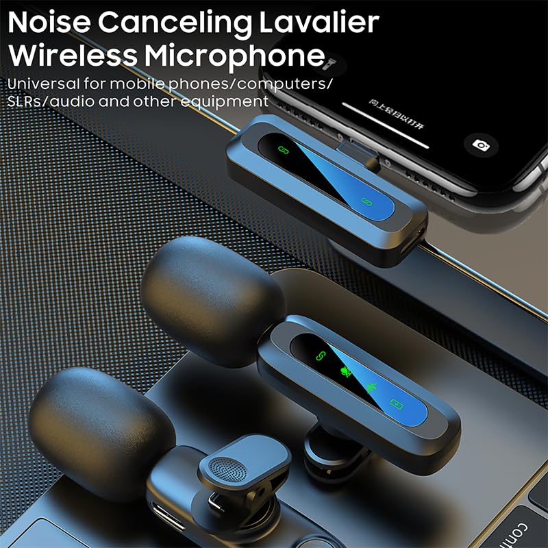 2-Pack Wireless Mini Microphone for iPhone 15,16,17, Lavalier Microphone for Video Recording, 2 In 1 Noise Reduction Lapel Mic For Android, Ipad, PC – Mini Mic with USB-C for Content Creators Potcast