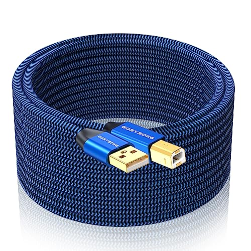 20ft USB 2.0 Printer Cable High Speed USB A to USB B Cable Compatible with HP, Canon, Dell, Epson, Xerox Printers (Blue) - size: 20ft, style: USB Type A to Type B Printer Cable