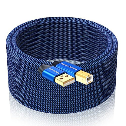 20ft USB 2.0 Printer Cable High Speed USB A to USB B Cable Compatible with HP, Canon, Dell, Epson, Xerox Printers (Blue) - size: 20ft, style: USB Type A to Type B Printer Cable