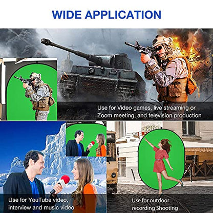 Yesker 5ft x 6.5ft Chromakey Backdrop, 2-in-1 Background Screen Green and Blue Screen, Foldable Backdrop for Photography, Gaming and Live Streaming - size: 5x6.5ft Chromakey Backdrop