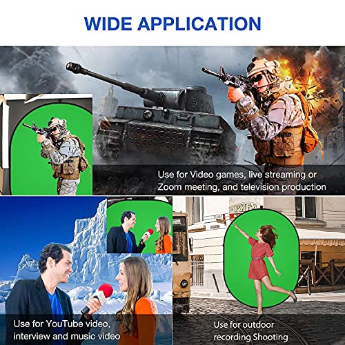 Yesker 5ft x 6.5ft Chromakey Backdrop, 2-in-1 Background Screen Green and Blue Screen, Foldable Backdrop for Photography, Gaming and Live Streaming - size: 5x6.5ft Chromakey Backdrop