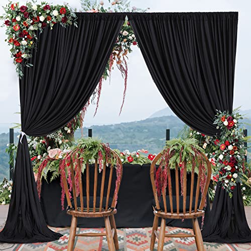 Black Backdrop Curtain 2 Panels-Wrinkle-Free Black Curtains Polyester Photography Drapes for Wedding Birthday Party Photo Background Backdrop Stand- 8 X10FT - color: Black, size: W4' x H10'(2 panels)