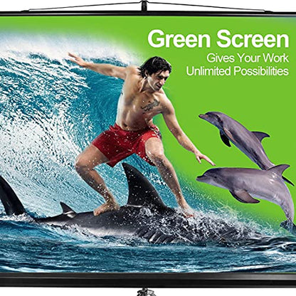 EMART 79 x 71in Green Screen Stand, Professional Chromakey Background with Auto-Locking Frame, Collapsible Portable Backdrop with Adjustable Tripod, Fast Fold Designed for Photography, Stream, Video