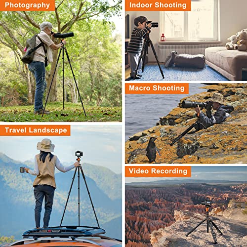 JOILCAN Tripod for Camera, 81" Aluminum Camera Tripod Stand, 83" DSLR Tripods & Monopods, Heavy Duty Travel Tripod for Binoculars Spotting Scope Telescope, Max Load 35lb - color: Orange