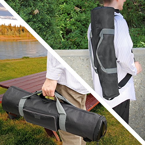 USA Gear Padded Tripod Case Bag - Holds Tripods from 21 to 35 inches - Adjustable Size Extension, Storage Pocket and Shoulder Strap for Professional Camera Accessories and Photo Carrying Needs