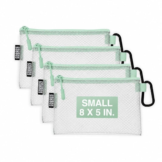 GOBAGS Air Production Small Clear Zipper Pouch (4-Pack) – Cable Organizer & Travel Gear Bag for Electronics, Camera Accessories, Tool Pouch & Small Tech Storage (Mint Green) - color: Mint Green, size: Small