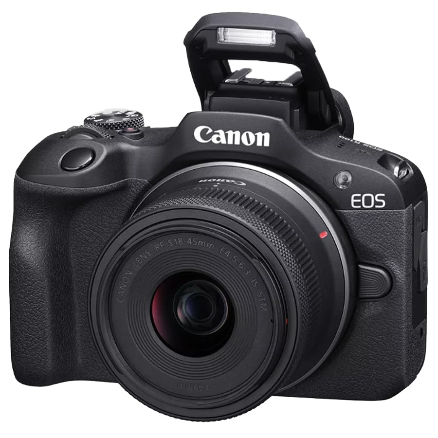 Canon EOS R100 Mirrorless Camera Body with 2 Lens Kit RF-S 18-45mm is STM and 55-210mm is STM 6052C022 Bundle with Double Battery, Memory Card, Deco Gear Deluxe Case and Mini Tripod & Accessories - color: Obsidian