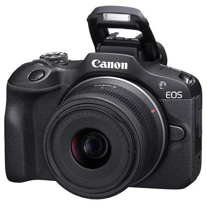 Canon EOS R100 Mirrorless Camera Body with 2 Lens Kit RF-S 18-45mm is STM and 55-210mm is STM 6052C022 Bundle with Double Battery, Memory Card, Deco Gear Deluxe Case and Mini Tripod & Accessories - color: Obsidian